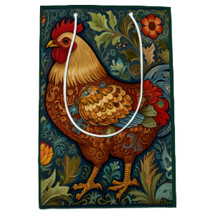 Retro rooster boho chic country chicken  medium gift bag