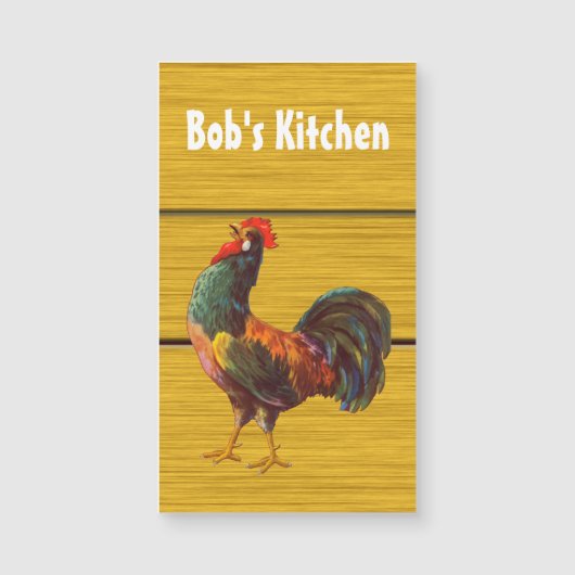 Retro Rooster Custom Magnetic Business Card (Front)
