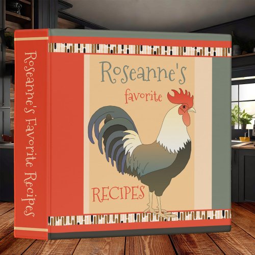 Retro Rooster Personalized Recipe Binder