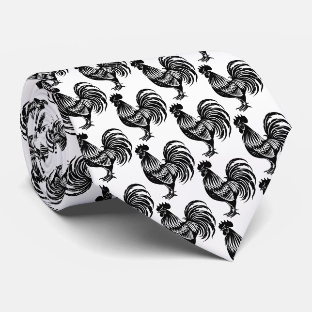 Retro Rooster Silhouette Farm   Neck Tie (Rolled)