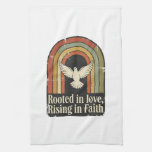 Retro rooted and rising faith design kitchen towel