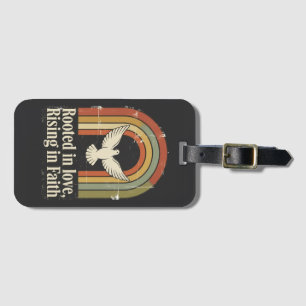 Retro rooted and rising faith design luggage tag