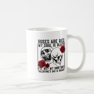 Retro Rose Are Red My Soul Is Black Skeleton Anti Coffee Mug