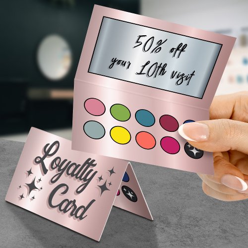 Retro rose gold eyeshadow palette loyalty card