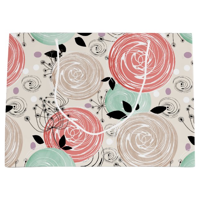 Retro, roses large gift bag (Front)