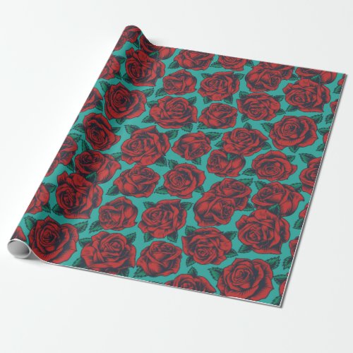 Retro Roses Wrapping Paper