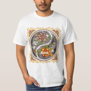 Retro Roses Yin Yang T-Shirt