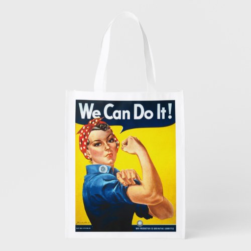 Retro Rosie the Riveter We can do it Reusable Grocery Bag