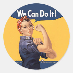 Retro Rosie We Can Do It Classic Round Sticker