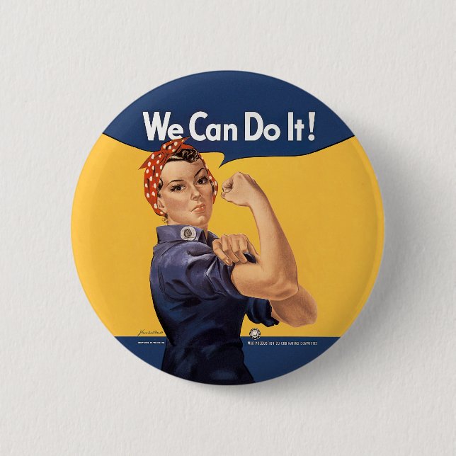 Retro Rosie We Can Do It Pinback Button (Front)