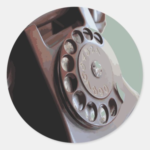 Retro Rotary Dial Phone Vintage Design Classic Round Sticker