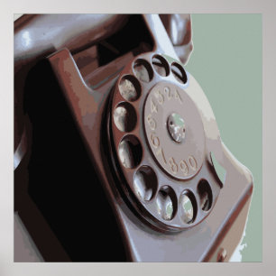 Retro Rotary Dial Phone Vintage Design Poster