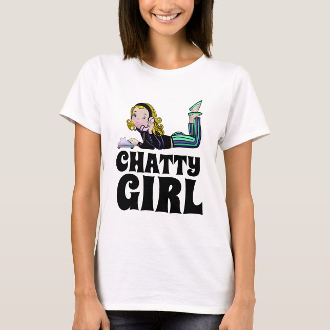 RETRO ROTARY PHONE CHATTY GIRL T-SHIRTS (Front)