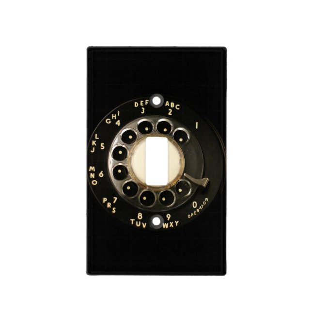 Retro Rotary Phone Dial (Black) Light Switch Cover (Front)