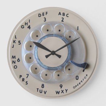 Retro Rotary Phone Dial Large Clock by pixelholic at Zazzle