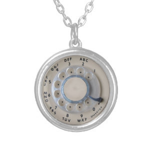 Retro Rotary Phone Dial Silver Plated Necklace