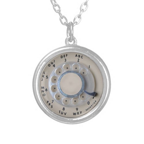 Retro Rotary Phone Dial Silver Plated Necklace