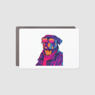 Retro Rottweiler � 80s Neon Vibe Dog Car Magnet
