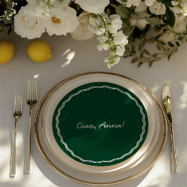 Retro Round Guest Name Place Card & Wedding Menu