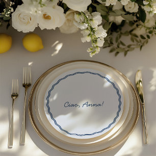 Retro Round Guest Name Place Card & Wedding Menu