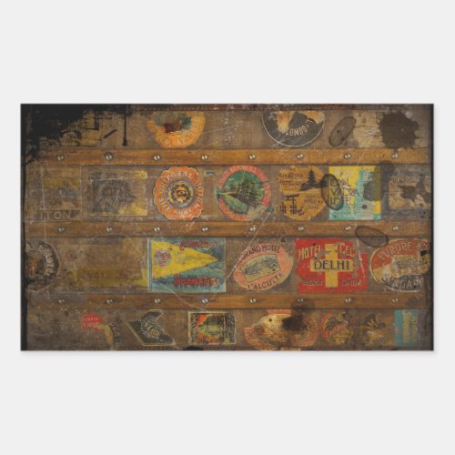 Retro Round the World Trunk Rectangular Sticker