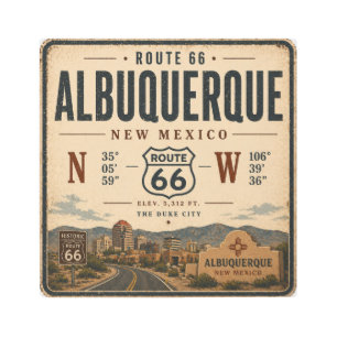 Retro Route 66 Albuquerque New Mexico High Desert Metal Print
