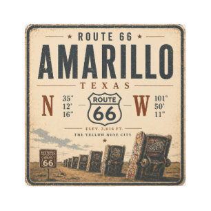 Retro Route 66 Amarillo Texas Iconic Roadside  Metal Print