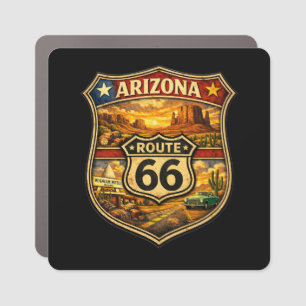 Retro Route 66 Arizona Centennial Shield Car Magnet