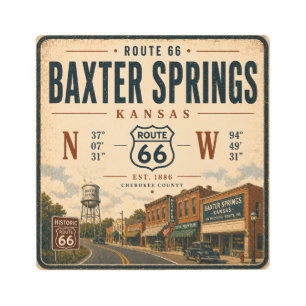 Retro Route 66 Baxter Springs Kansas Gateway  Metal Print