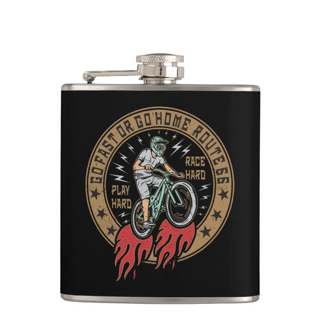 Retro Route 66 Bike Trail Flask (Front)