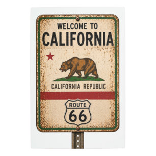 Retro Route 66 California Welcome Metal Art