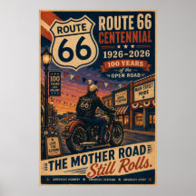 Retro Route 66 Centennial Motorcycle Biker