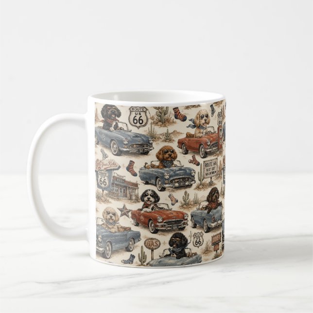 Retro Route 66 Cockapoo Mug (Left)