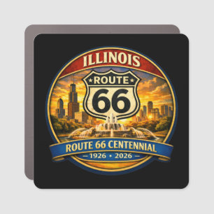 Retro Route 66 Illinois Centennial Car Magnet