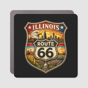 Retro Route 66 Illinois Centennial Shield Car Magnet