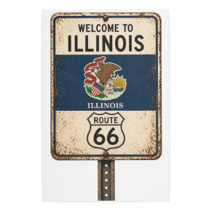 Retro Route 66 Illinois Welcome Metal Art