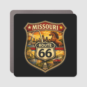 Retro Route 66 Missouri Centennial Shield Car Magnet