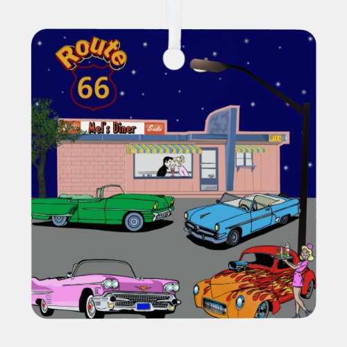 Retro Route 66 Mug T_Shirt Throw Pillow Magnet Metal Ornament