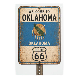Retro Route 66 Oklahoma Welcome Metal Art
