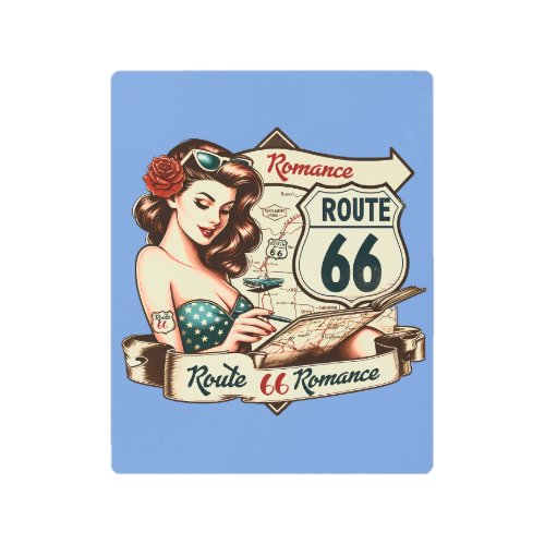 Retro Route 66 Romance Pin_up Metal Print