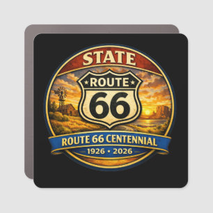 Retro Route 66 State Centennial Car Magnet
