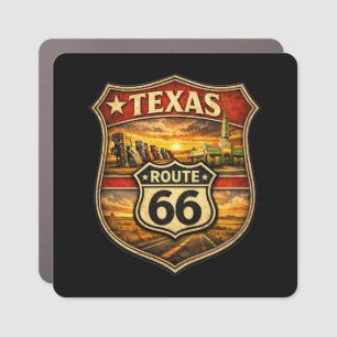 Retro Route 66 Texas Centennial Shield Car Magnet
