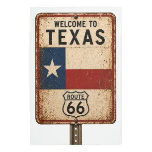 Retro Route 66 Texas Welcome Metal Art