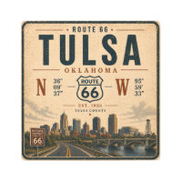 Retro Route 66 Tulsa Oklahoma Cityscape Metal Art