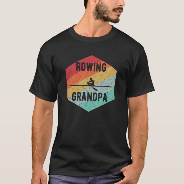 Retro Rowing Grandpa 70's Rowers Gift T-Shirt (Front)