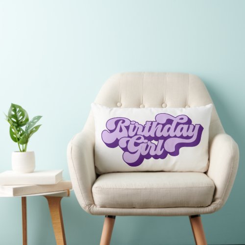 Retro Royal Purple Birthday Girl Lumbar Pillow