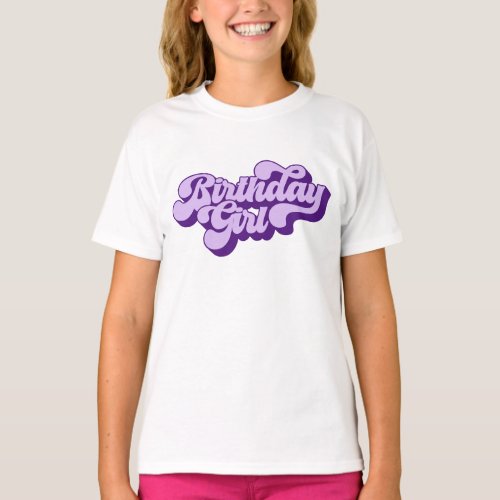 Retro Royal Purple Birthday Girl T_Shirt