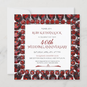 Retro Ruby Frame/Ruby 40th Wedding Anniversary Invitation