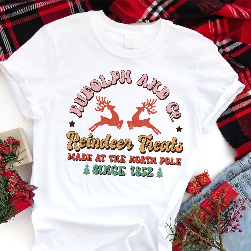 Retro Rudolph and Co Reindeer Treats Christmas Tri_Blend Shirt