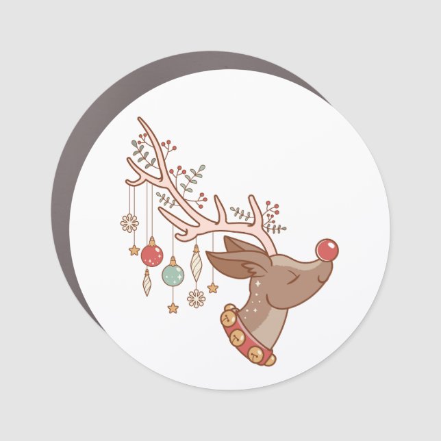 Retro Rudolph Car Magnet (Front)